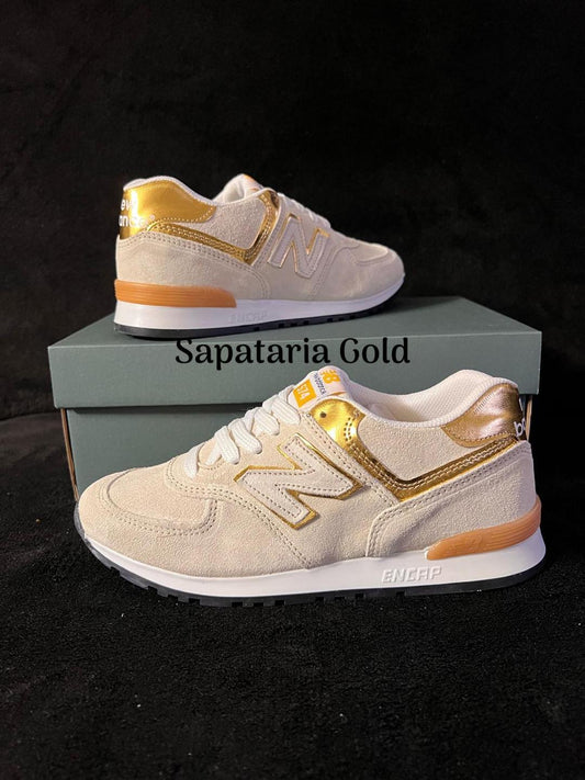 New Balance 574 Bege Dourado