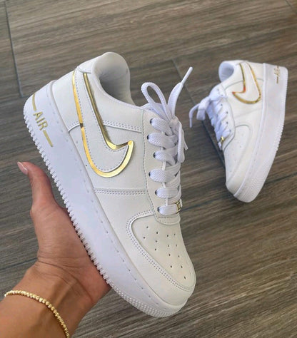 Nike Air Force Branco Dourado