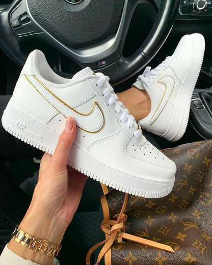 Nike Air Force Branco Dourado