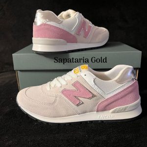 New Balance 574 Branco Rosa Prata