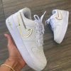 Nike Air Force Branco Dourado