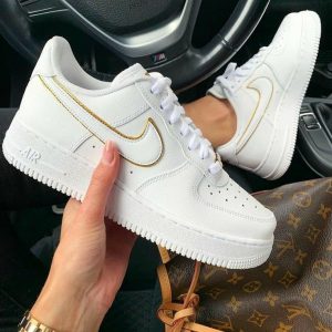 Nike Air Force Branco Dourado